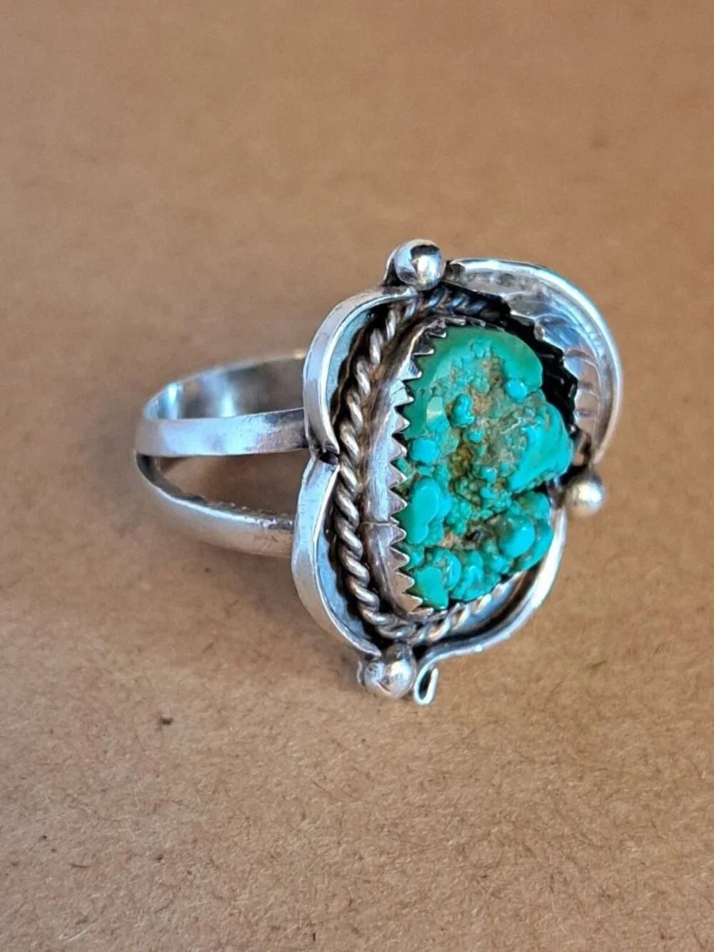 Vintage Navajo Signed Susie Benally Sterling Silver 925 Turquoise Ring Size 6.25